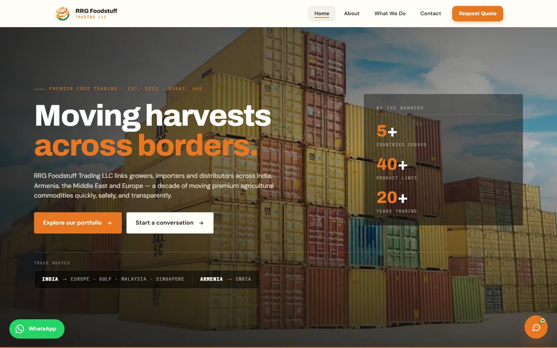 RRG Foodstuff Trading LLC — Website for a global food trading company
